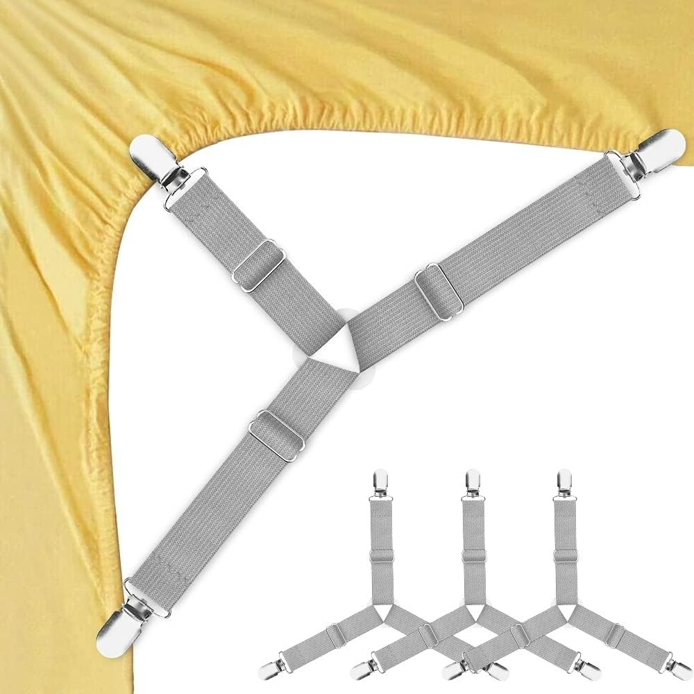 Bed Sheet Holders, 4 pcs Adjustable Fitted for Bed Corner, bedsheet Holder Cl...