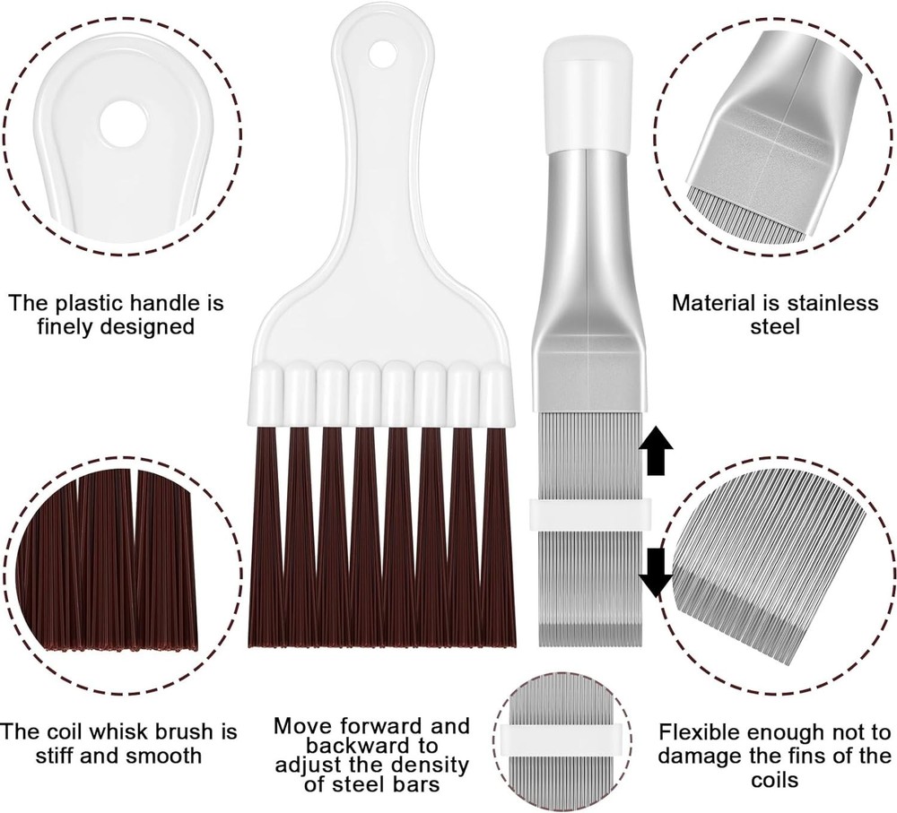 2-Piece Air Conditioner Fin Comb & Coil Cleaner - Essential Maintenance Tools