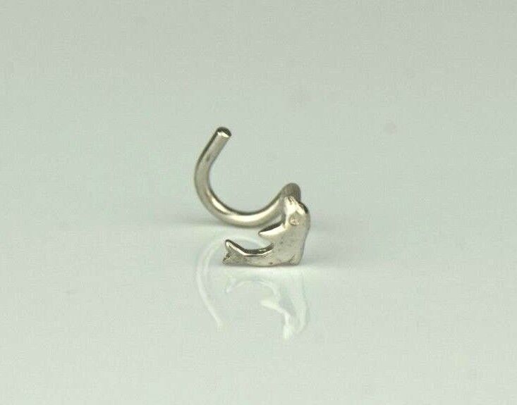 14k Yellow or White Gold Dolphin Screw Piercing Stud