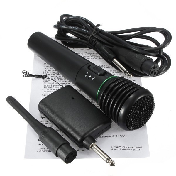 New 2in1 Professional Wired & Wireless Handheld Microphone Mic Receiver System