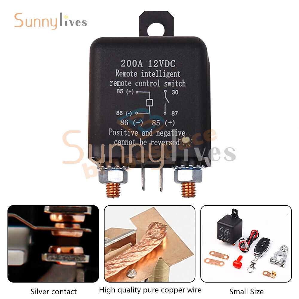 DC12V 200A Universal Car Relay Wireless Remote Control Switch Built-in Battery