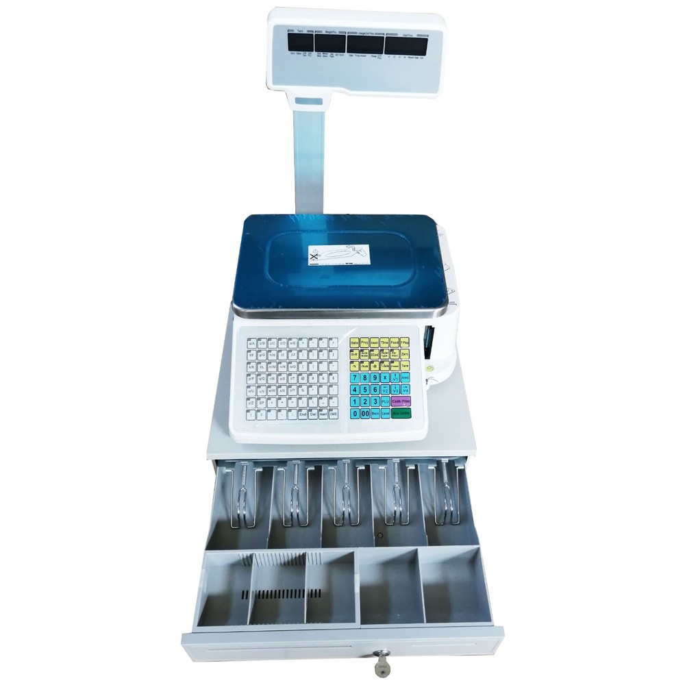 33lbs Digital Price Computing Scale with Cash Box Double-Sided LCD Display&Label
