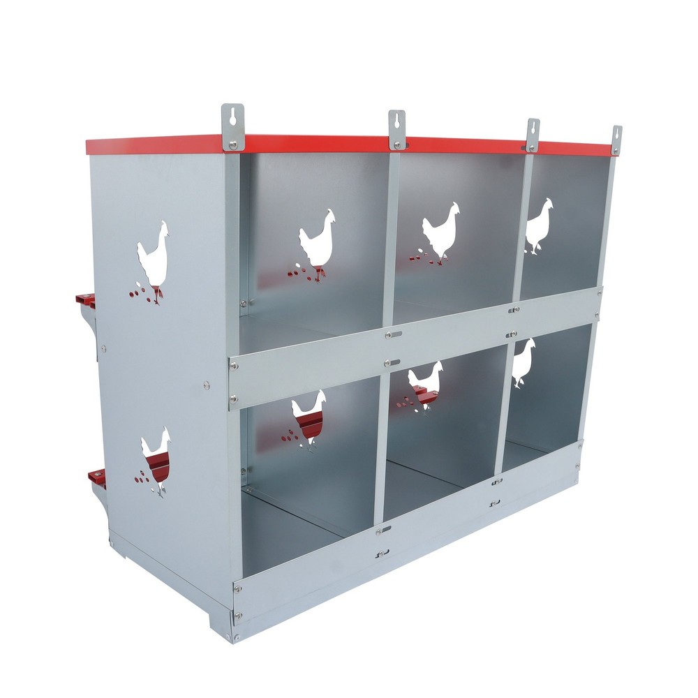 Heavy Nesting Box Chicken Nesting Box 6 Room Metal Nesting Red 6 Compartment