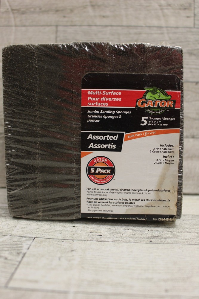 Gator 5 Pack Assorted Multi-Surface Jumbo Sanding Sponges - New