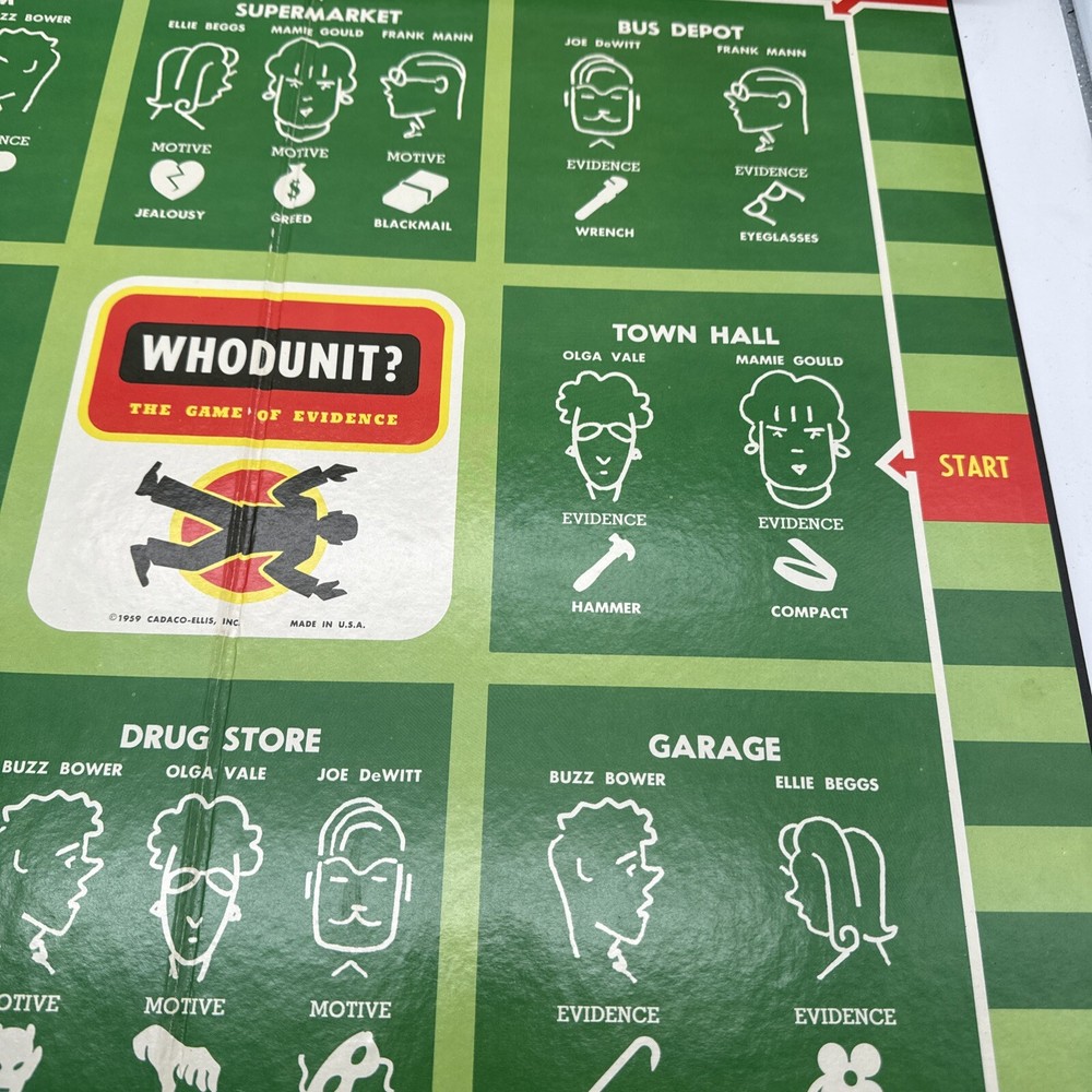 Whodunit Board Game 1959 Cadaco no. 232