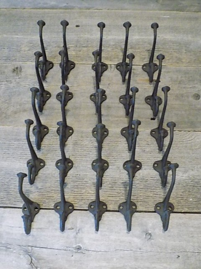 25 Rustic Cast Iron Coat Hat Wall Hooks Restore School Farm Towel Bath Kitchen
