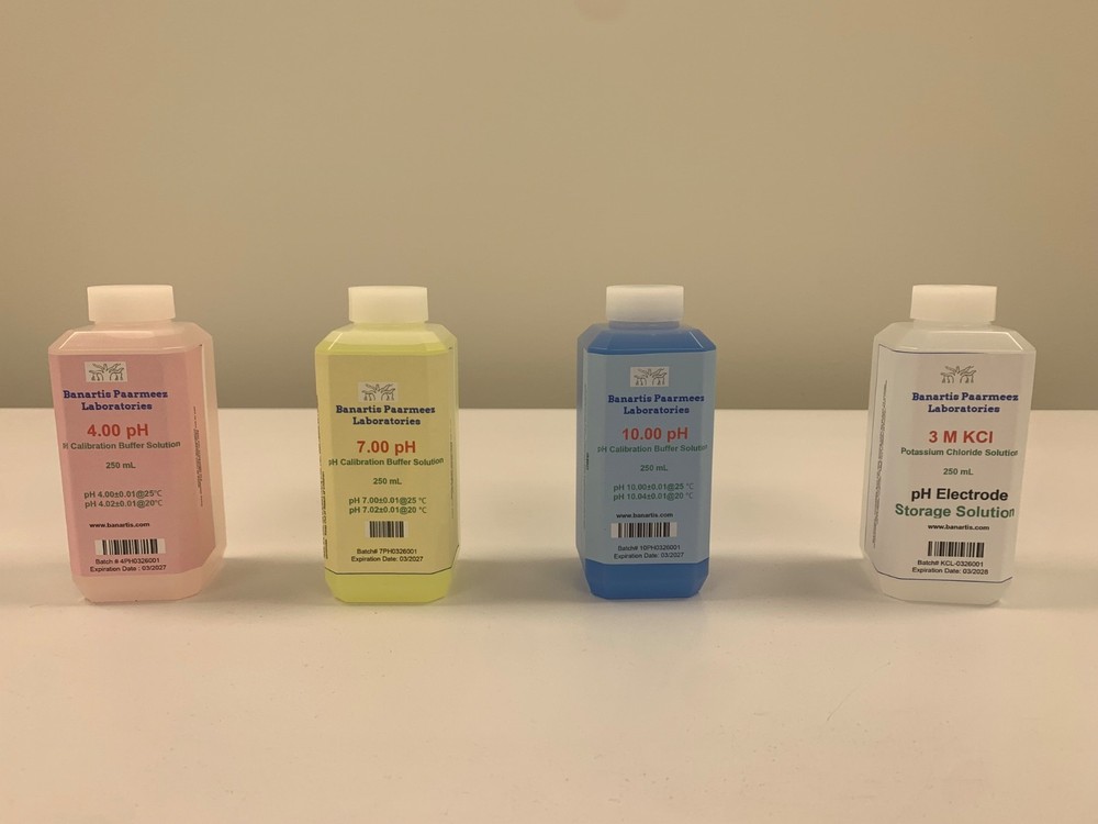 pH Buffer  Solution 250 mL pH 4, 7, 10 NIST Traced & Electrode Storage Soln.