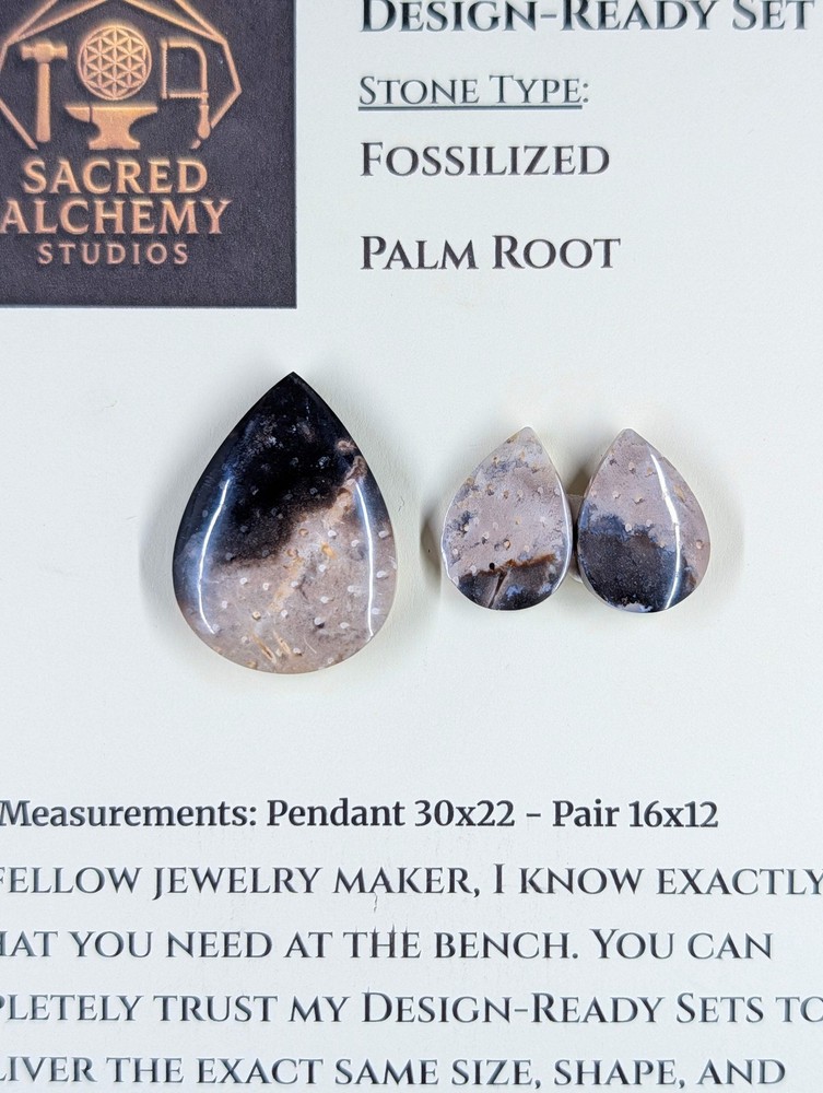 Tear Shape - Fossilized Palm Root - Design-Ready Set