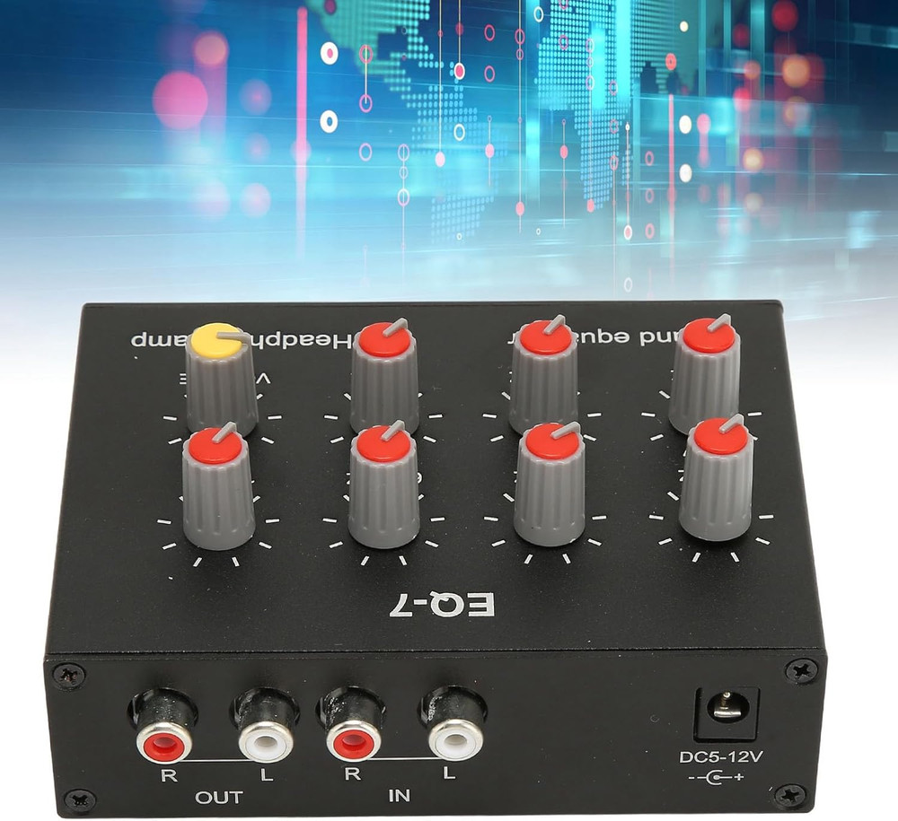 7 Band Sound Equalizer, Dual Channel Digital Equalizer Withoutput and Input, 12D