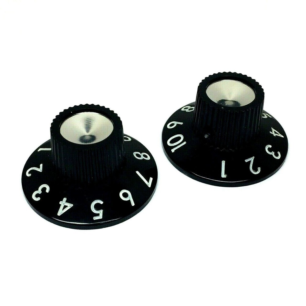 (6) Black 1-10 Skirted Amplifier Amp Pedal Knobs 6mm Split Shaft PK-SAMP
