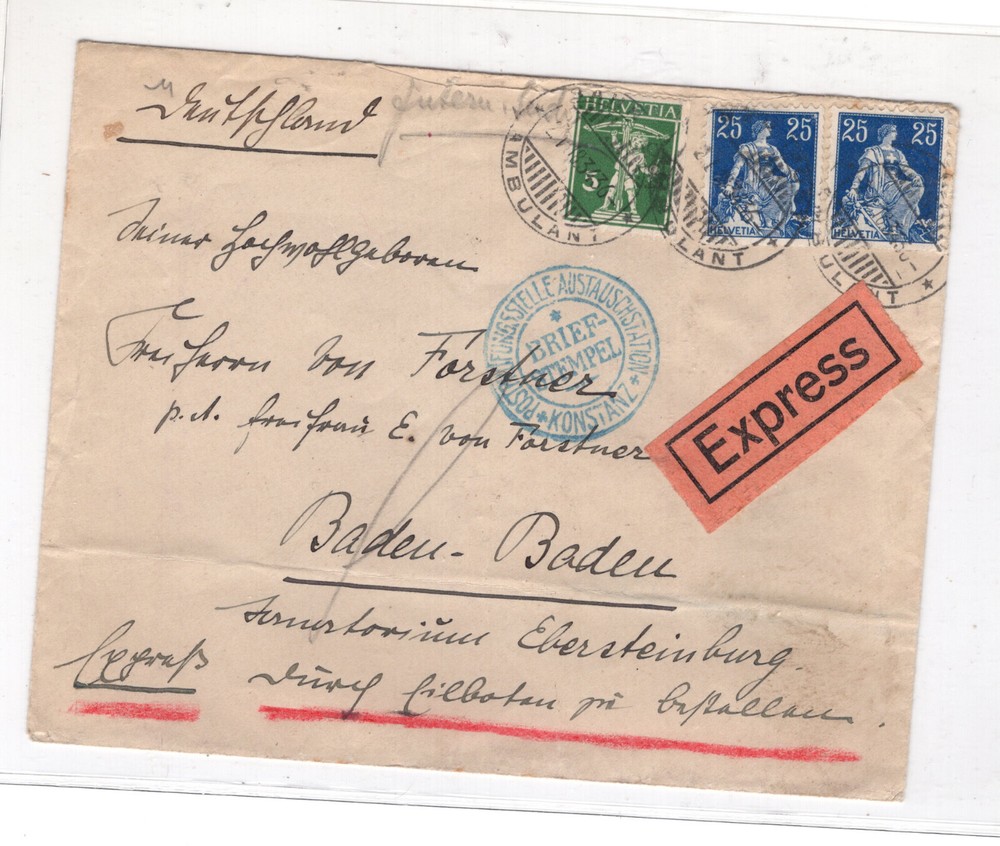 Switerland  large  express   mail  cover   1918