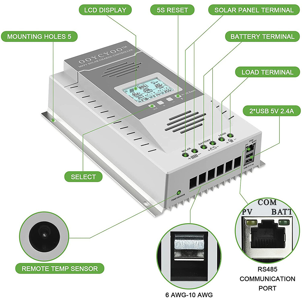 100A 80A 60A 40A MPPT Solar Panel Regulator Charge Controller Auto 12V 24V Y1