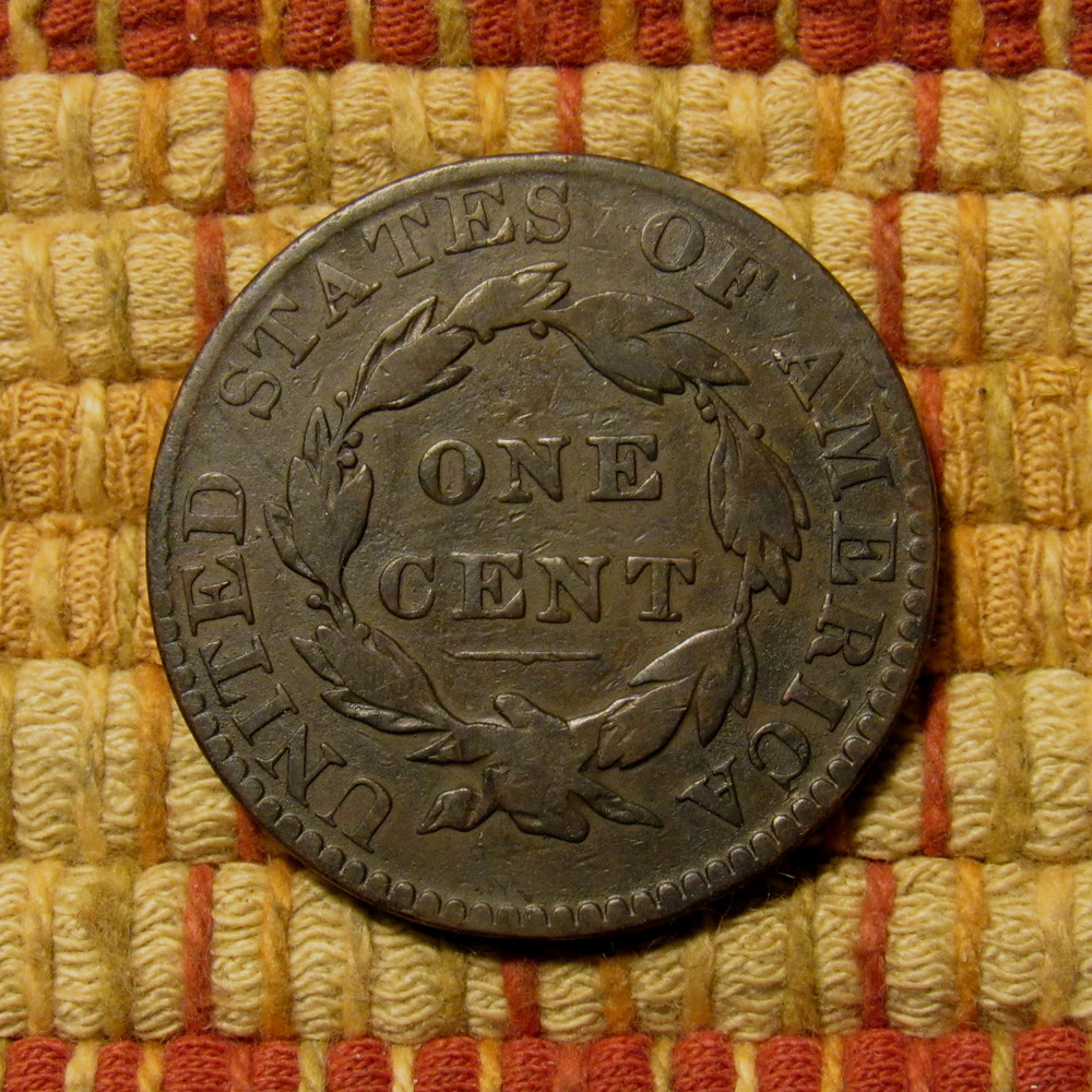 1822 CORONET LARGE CENT, VG/F ~ PLEASING EXAMPLE WITH NICE FULL REVERSE