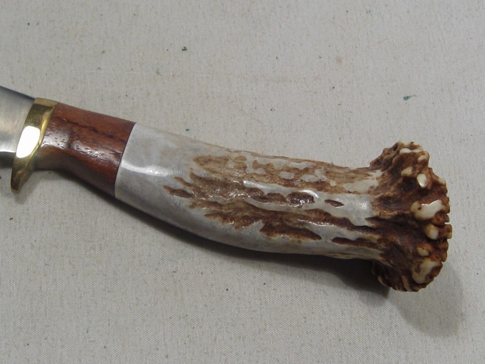 Custom Handmade Antler Handle Fixed Blade Knife w/ Sheath. #18