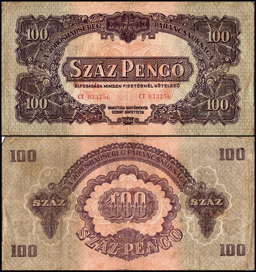 Hungary 100 Pengo, 1944, P-M8, Used