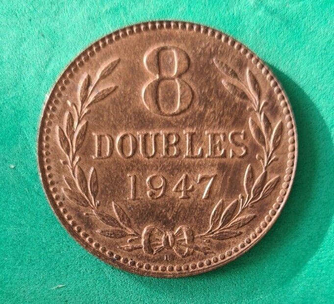 1947 Guernsey 8 doubles coin #438c