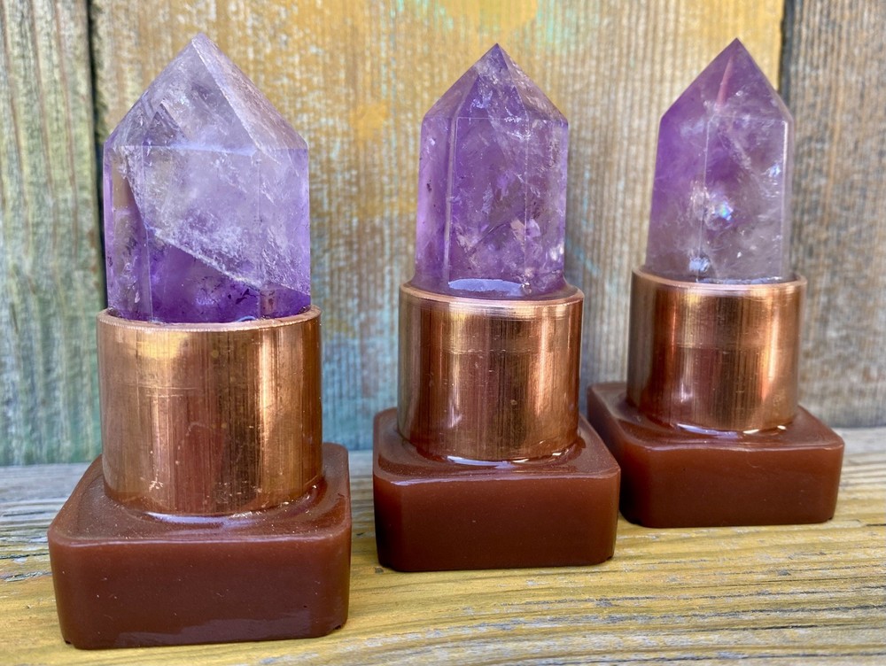 Orgone Mini Cloudbuster Set Amethyst Scepter Point Copper Pipe