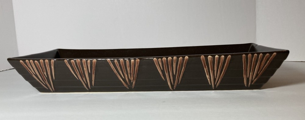 Pfaltzgraff Modern Stoneware MATIKA SHALE Brown 15" Rectangular Tray MINT