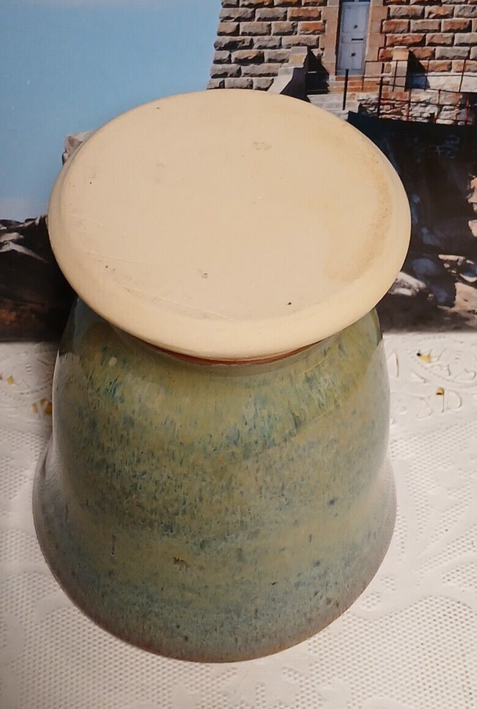Handmade Studio Art Pottery Blue Drip Glaze Goblet
