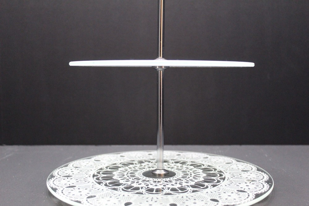 Godinger Studio Silversmiths 12" Two-Tier Lace Design Server, NIB, Vintage