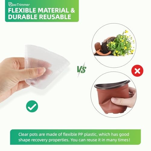 5-Pack 32 Cell Seedling Trays & 160 Pack 2" Soft Clear Nursery Pots -Thickened