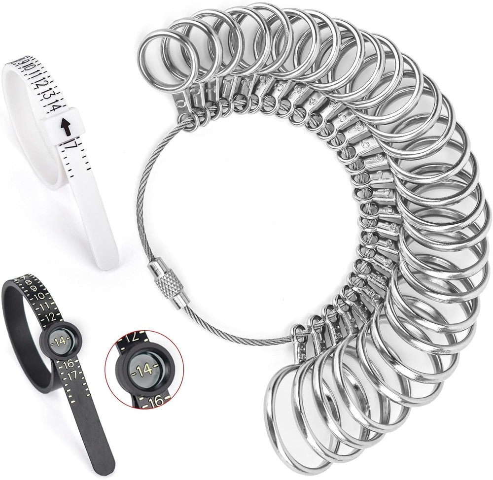 Auckyeer Ring Sizer Measuring Tool 27 Pcs, Sizing Kit 0-13 with Half...