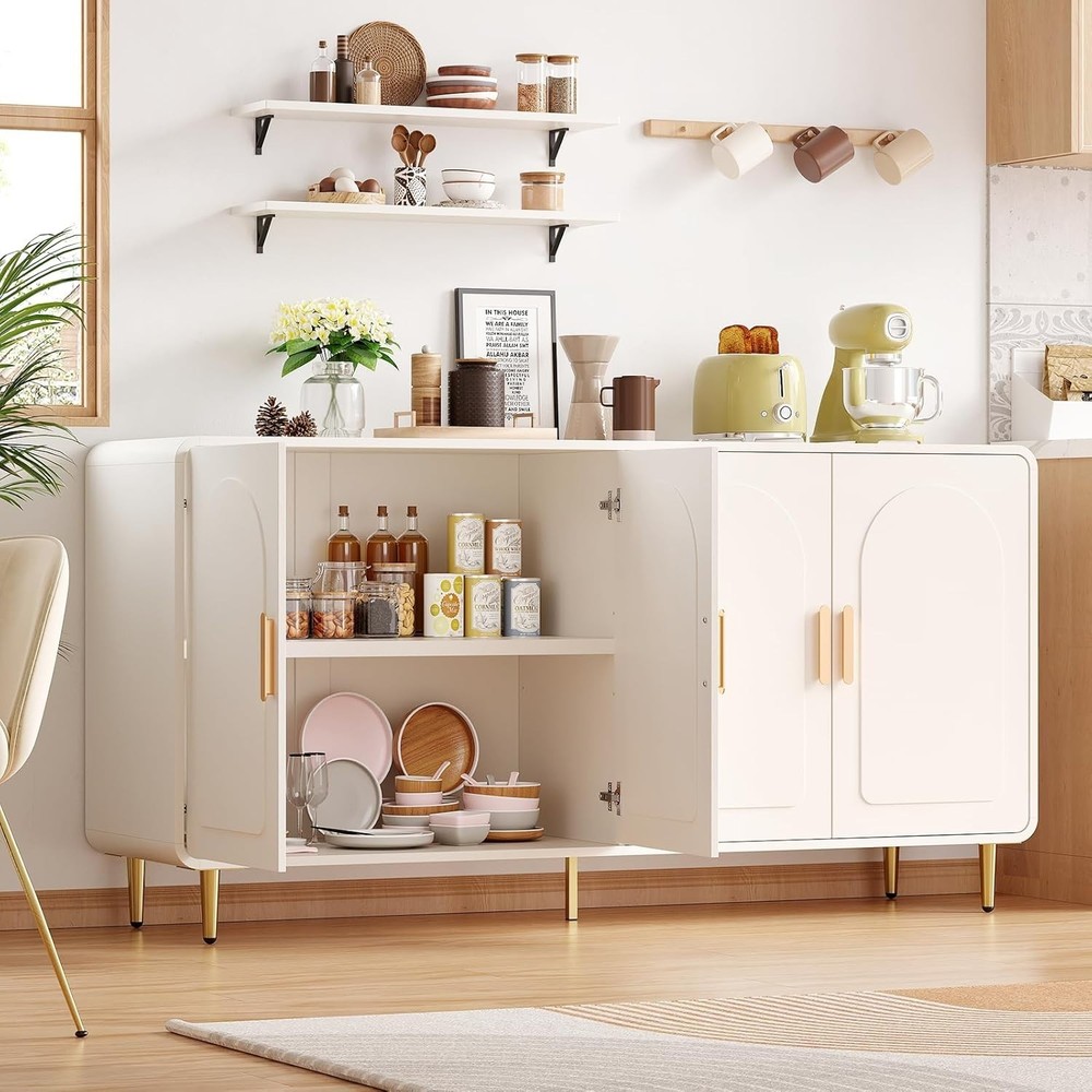 60" Sideboard Buffet Cabinet, Large Credenza Storage, Modern Console Table