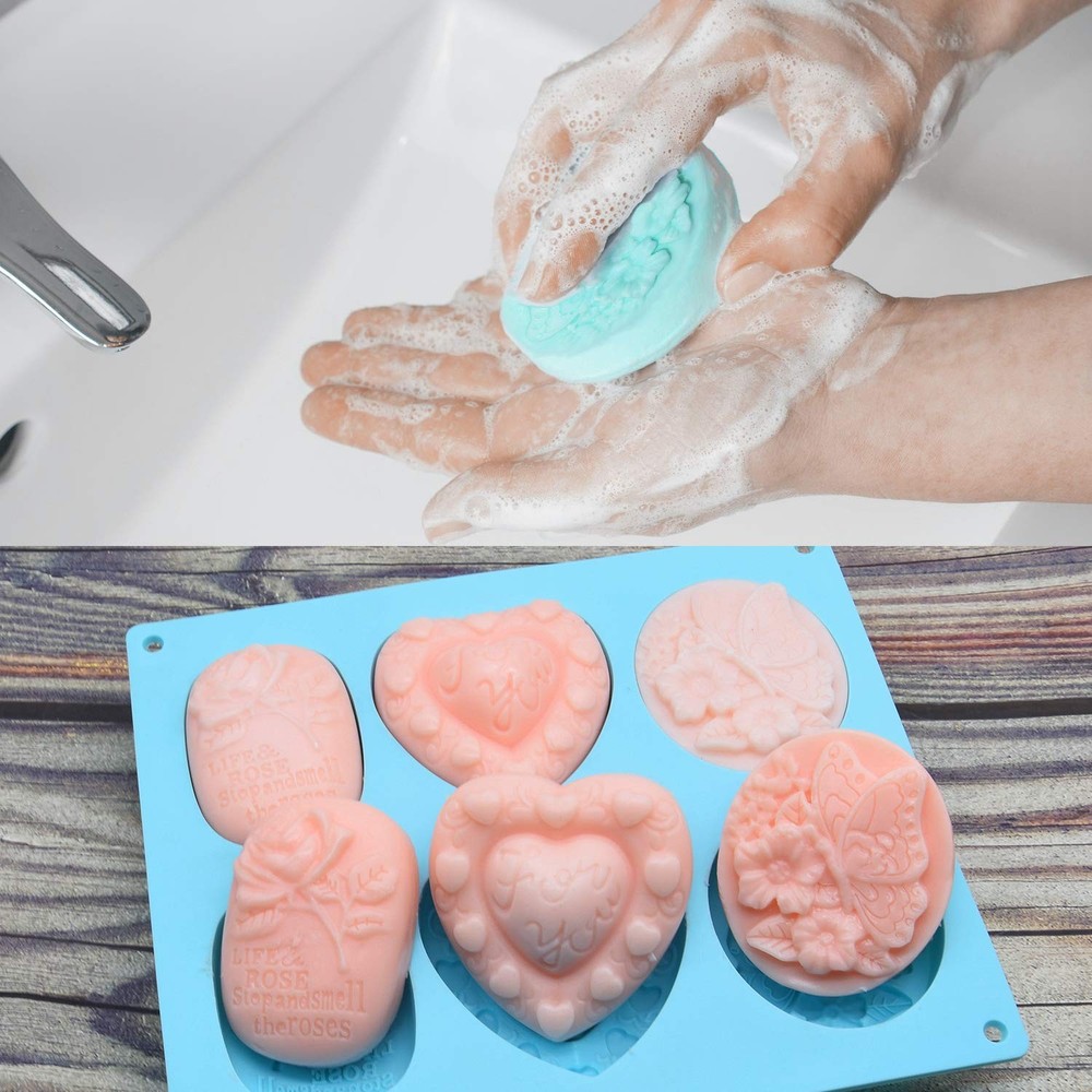 3 Pack Silicone Soap Molds 6 Cavities Mixed Patterns Easy Release