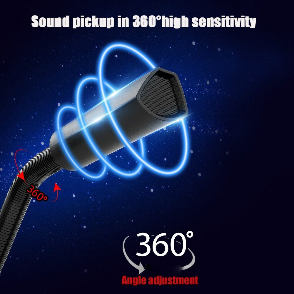 USB Desk Microphone For Gaming Communication Mic With Headphone Jack