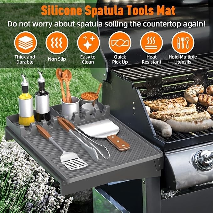 Silicone Grill Mat Compatible with Blackstone, Silicone Griddle Tools Mat with D