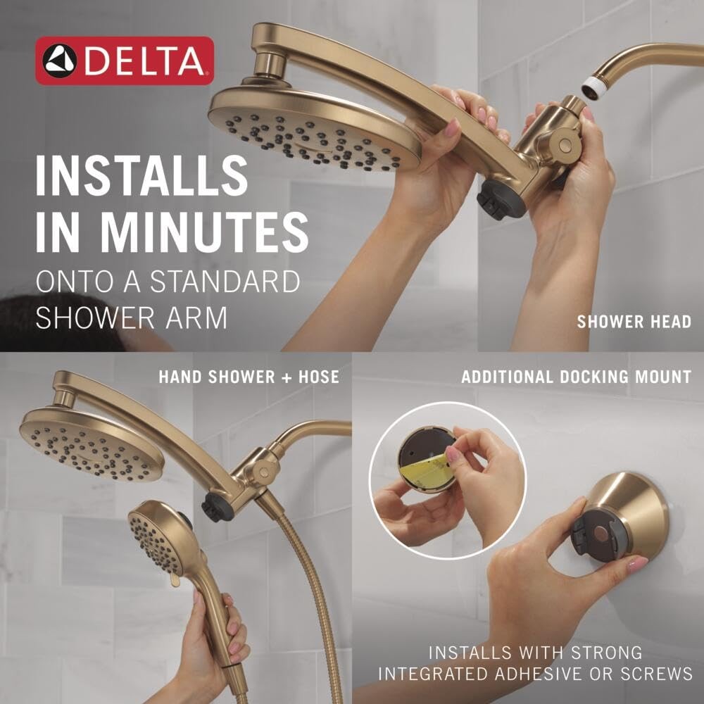 Delta 6-Setting PivotPro 3-in-1 Combination Shower Head with ProClean Spray, ...