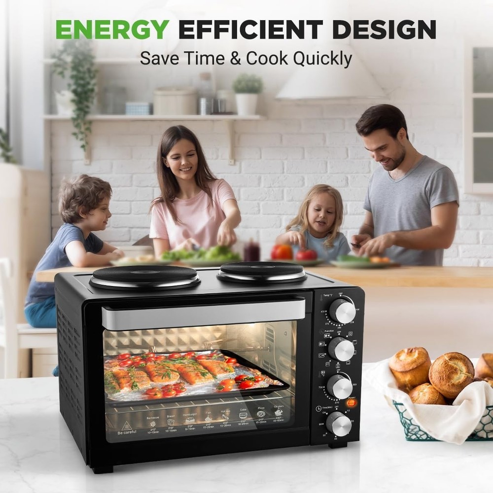 Versatile 1500 Watt Kitchen Oven with 7 Cooking Functions - Easy Clean Features