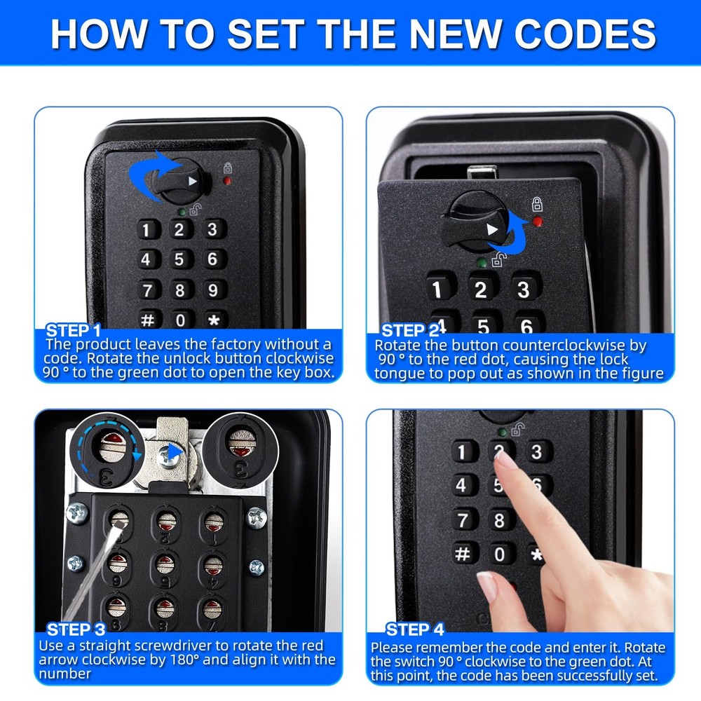 Key Lock Box, 12-Digit Code, Weatherproof Wall Mount, Large Capacity 5-8 Keys...