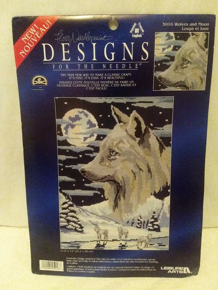 LEISURE ARTS Wolves and Moon Needlepoint Canvas Chart