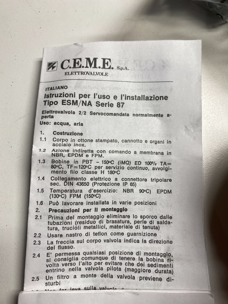 CEME - ELECTROVANNE - ESM 87 - A membrane assistée 087004