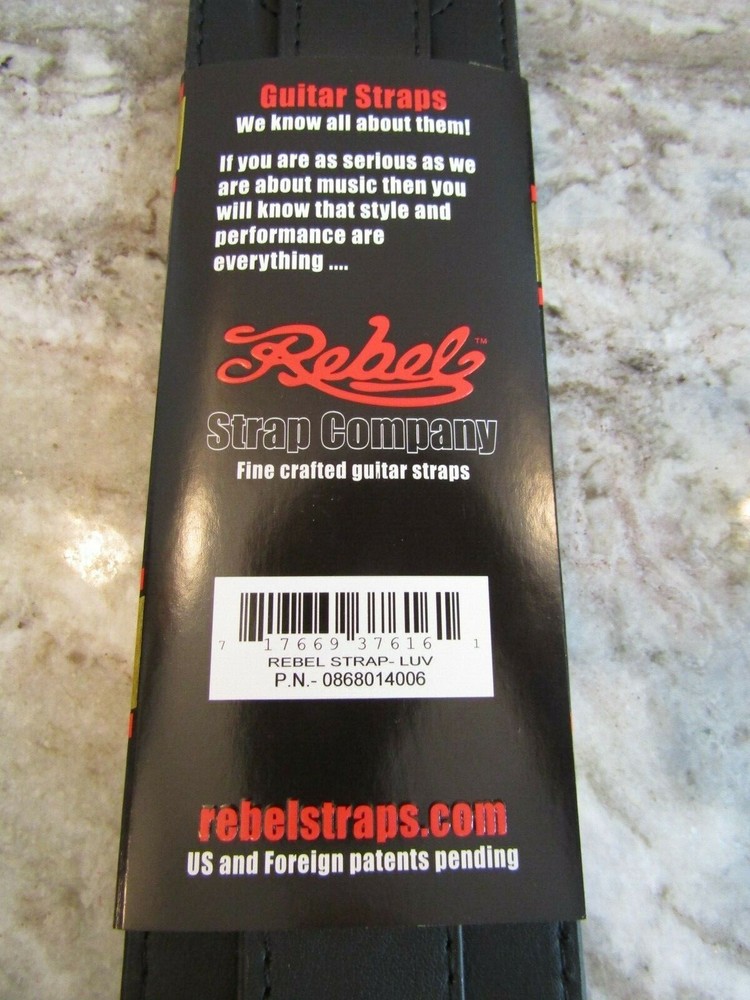 REBEL GUITAR STRAP GUNS - LOVE - BROKEN HEARTS