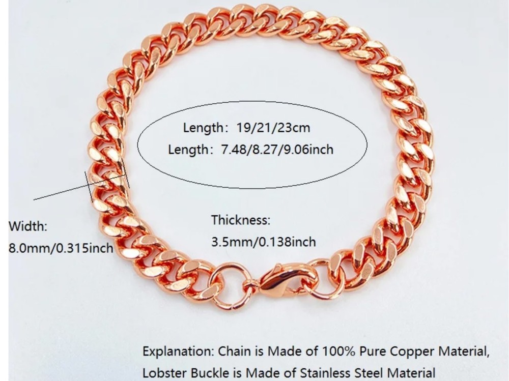 Copper 8mm Cuban Bracelet
