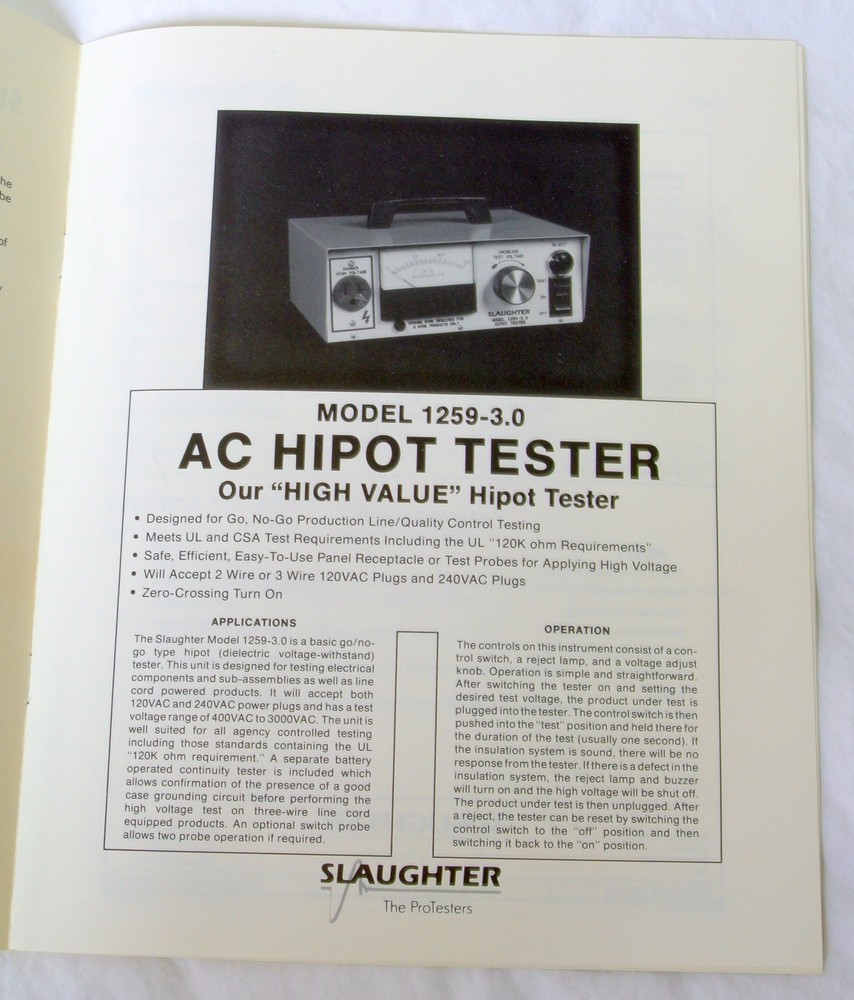 Slaughter Model 1259 Insulation Tester Operator Manual Vintage