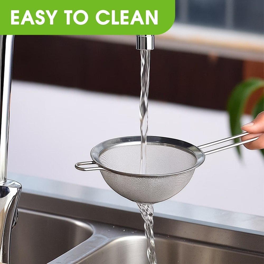 GARITIN 3 Piece Stainless SteelFineMesh Strainer Set 4 6 8 InchNestingforKitchen
