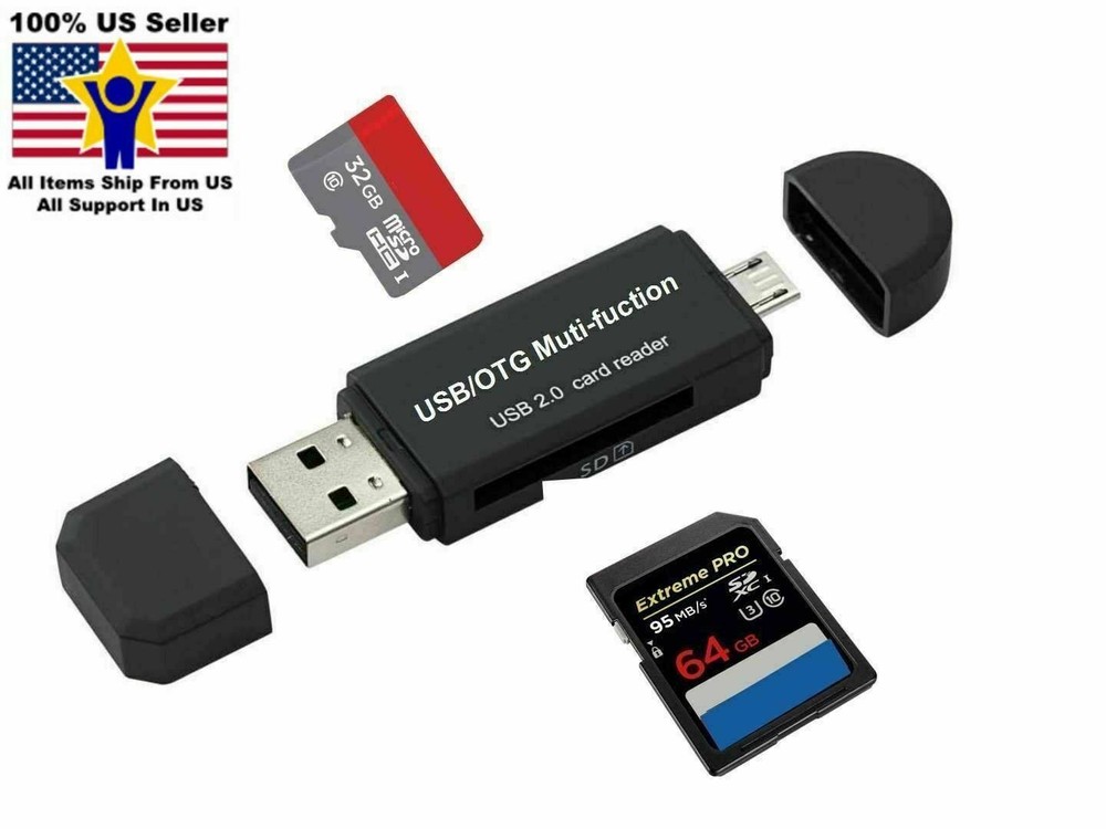 Micro USB OTG to USB 2.0 Adapter SD/Micro SD Card Reader With Standard USB Male