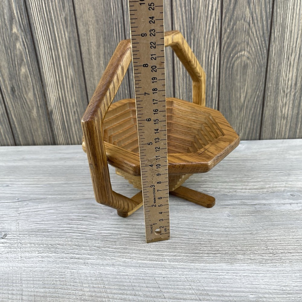Handcrafted Wooden Collapsible Basket With Handle