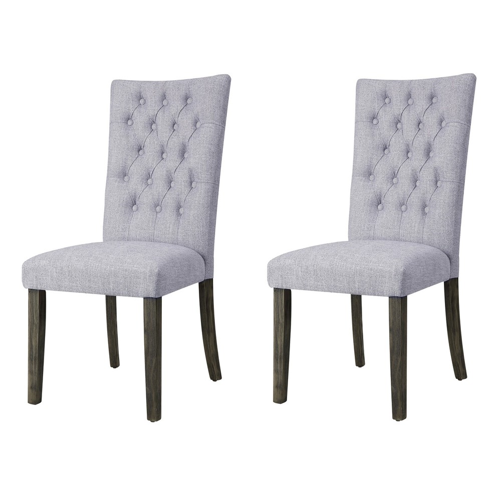 Grey and Grey Oak Side Chair with Button Tufted