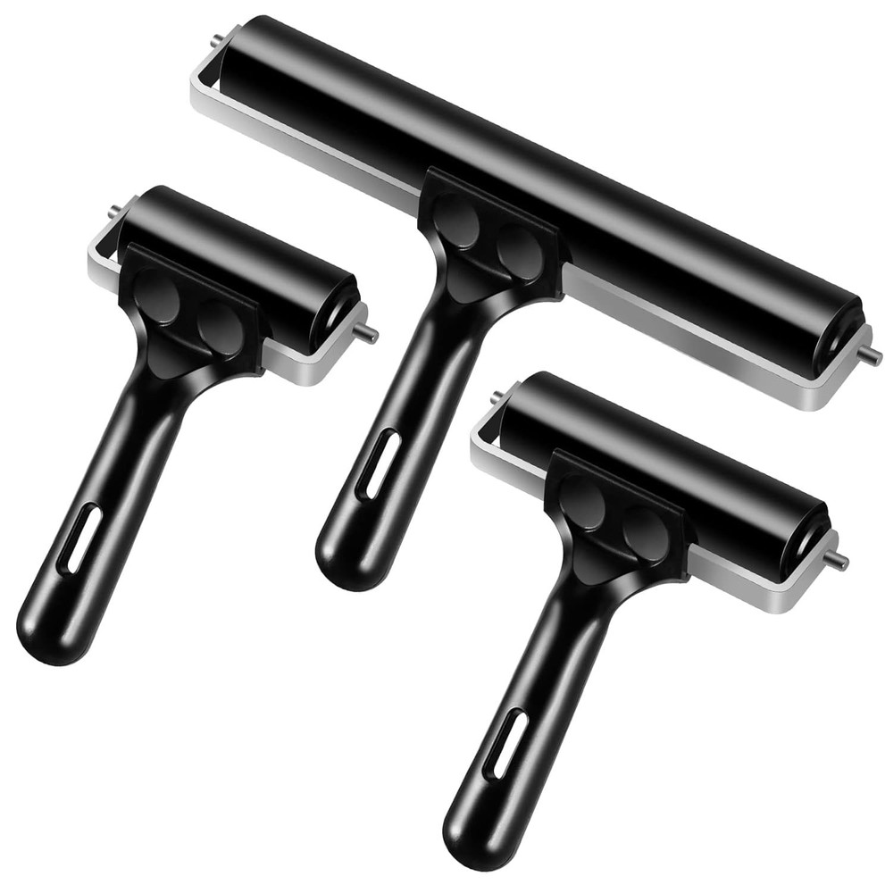 3 Pack Brayer Rollers for Crafting, Vinyl Rubber Roller Brayers, Printmaking ...