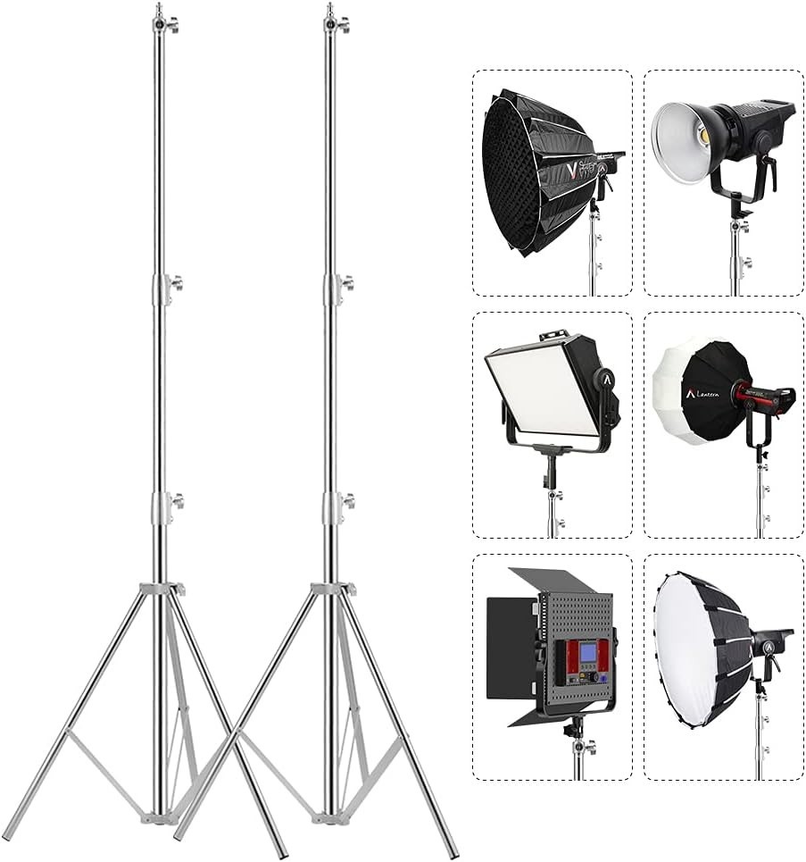 Stainless Steel Light Stands, 110" Spring Cushioned