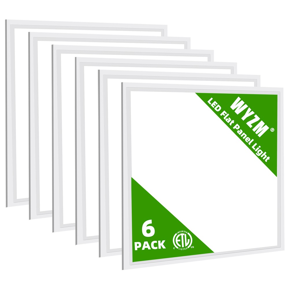 6Pack 2X2FT LED Flat Panel Light 45W Drop Ceiling Troffer Office Lamp 5000KWhite