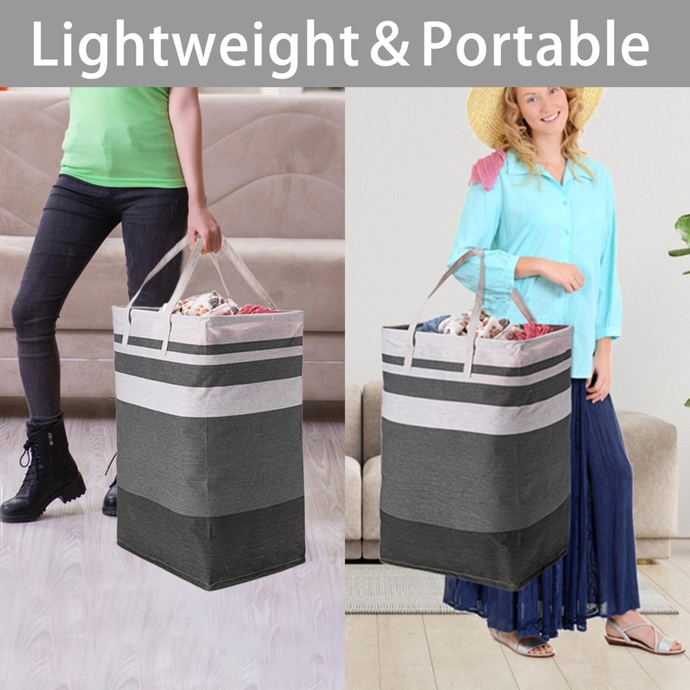 2 Pack Large Laundry Basket,Waterproof Freestanding Laundry Hamper,Collapsibl...