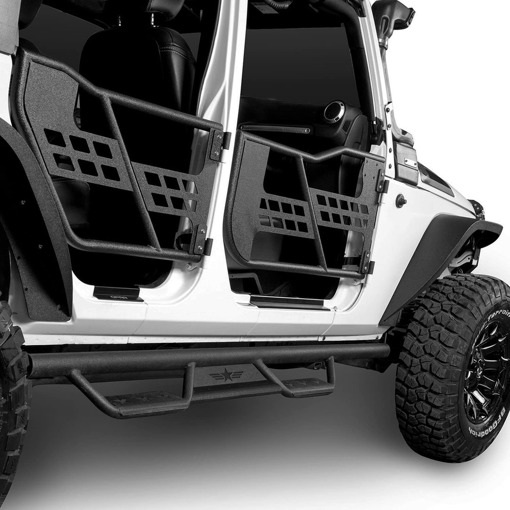 JKU Unlimited Side Steps Nerf Bar Running Board Solid Steel Compatible with Jeep