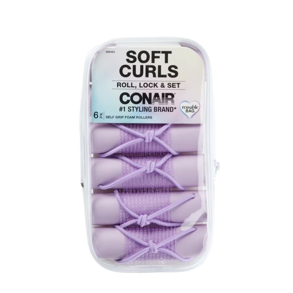 Soft Curls 6-Pack Self-Grip Foam Rollers with Loop Closures