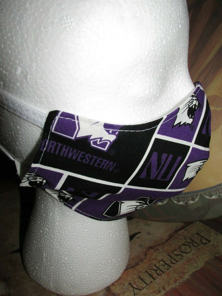 Northwestern University Contoured Washable Face Mask  Reusable  Double Layer 