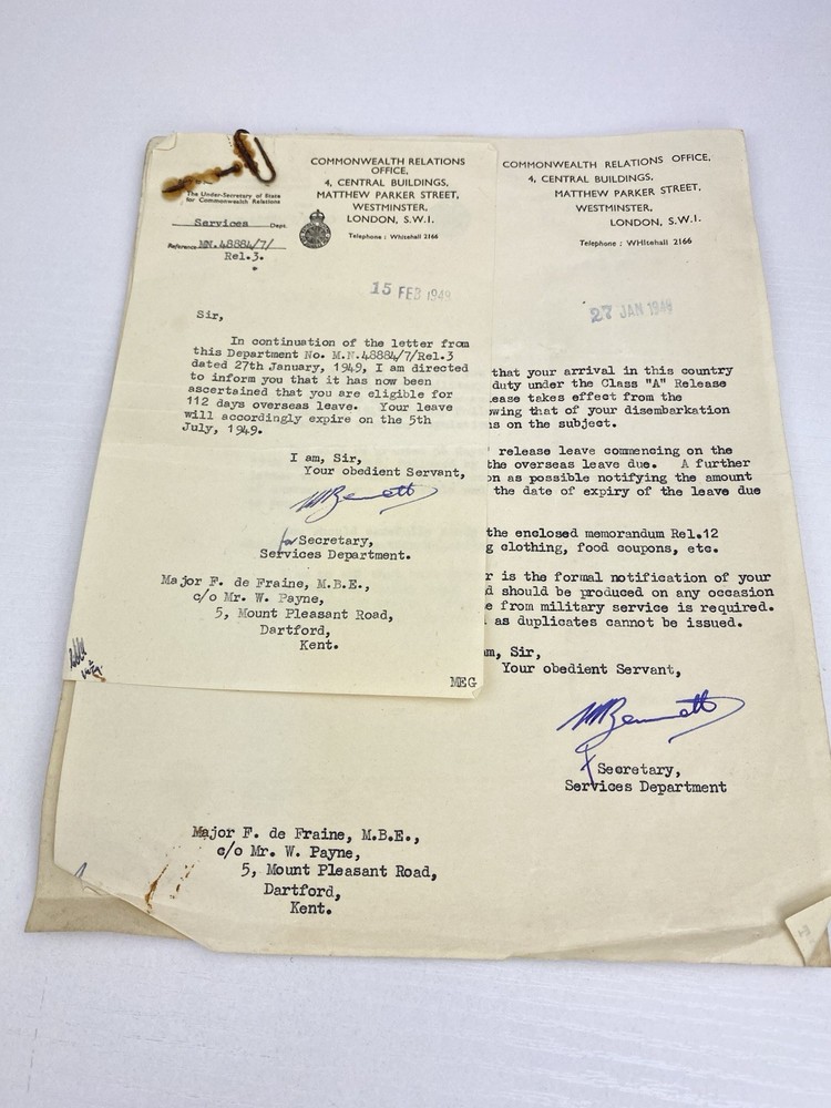 1949 Commonwealth Relations Office Letter Ephemera